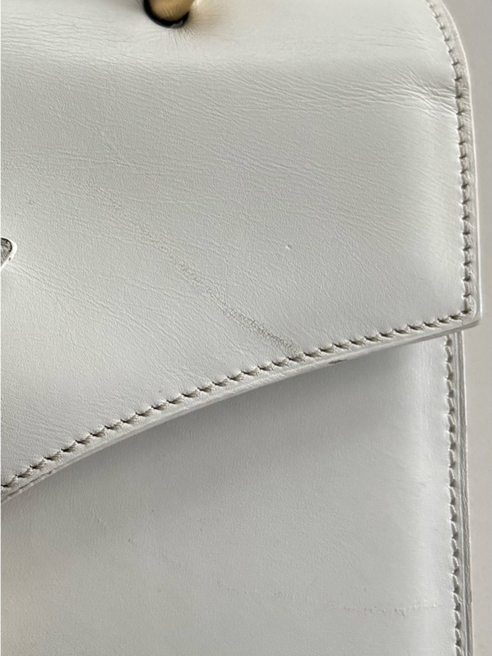 Vintage Celine White Leather Top-Handle Satchel with Gold Hardware - Picture 7 of 7